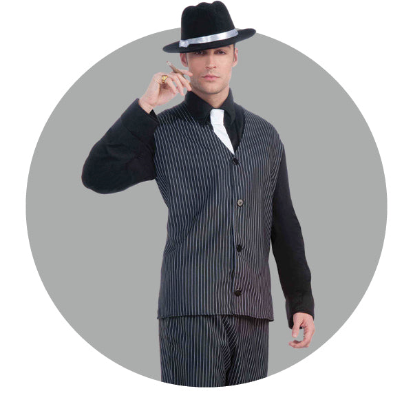 1920 Homme Gatsby Costume Accessoire Set avec Gangster Hat Barbe El