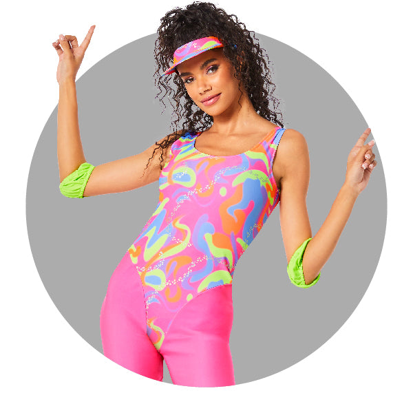 Amscan 80s Exercise Halloween Costume Kit for Women, With Leotard, Leggings,  Leg Warmers, Head Wrap 