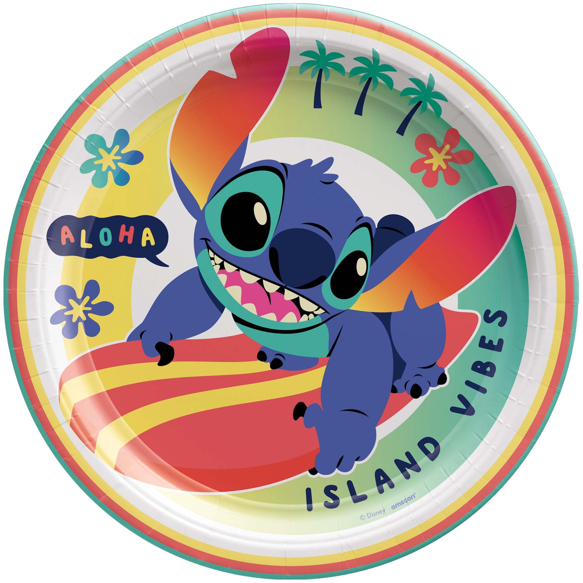 Disney Stitch Birthday Large Round Lunch Paper Plates Party Supplies