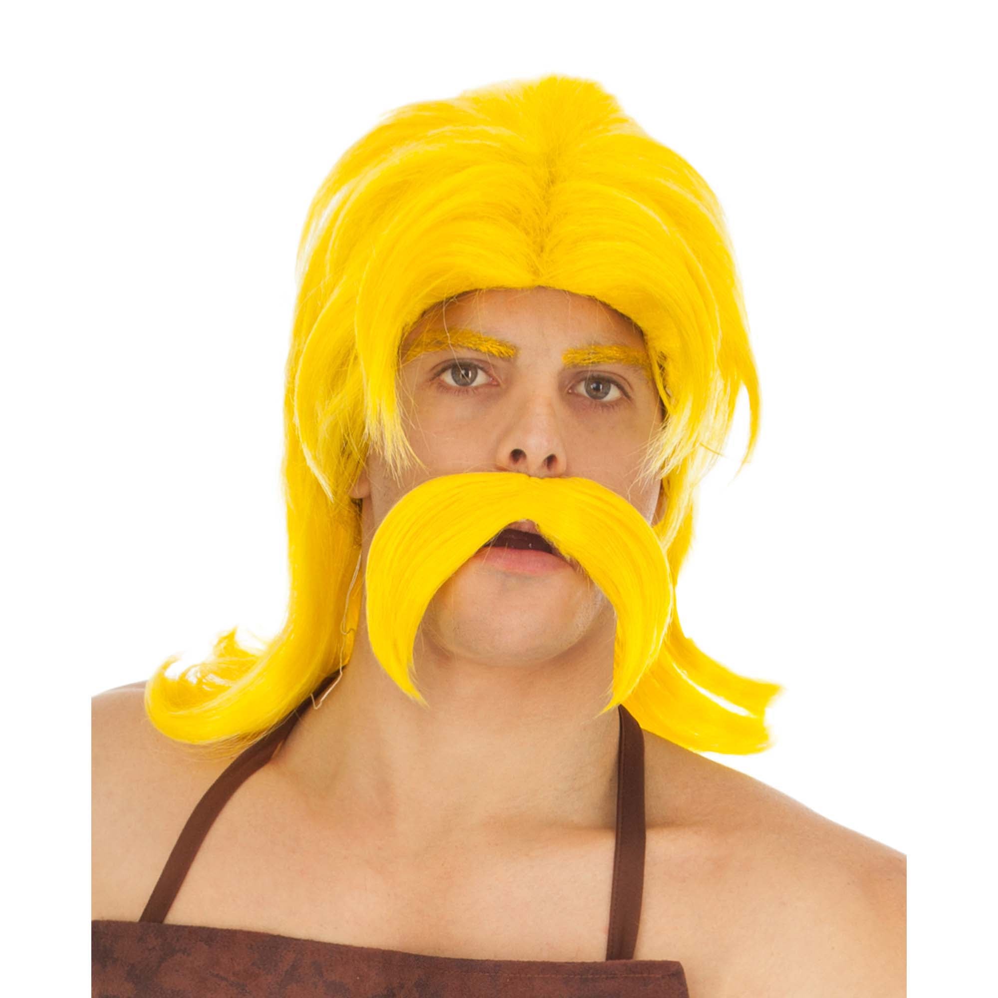 Cetautomatix Yellow Wig and Mustache for Adults Party Expert