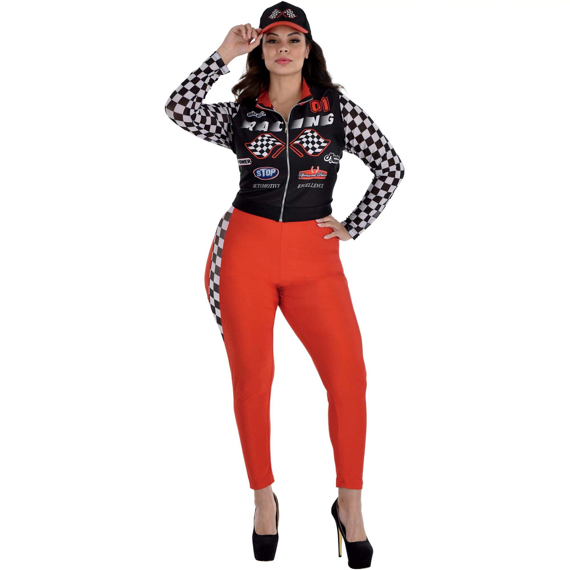 Racecar Driver Costume for Plus Size Adults Jacket and Leggings