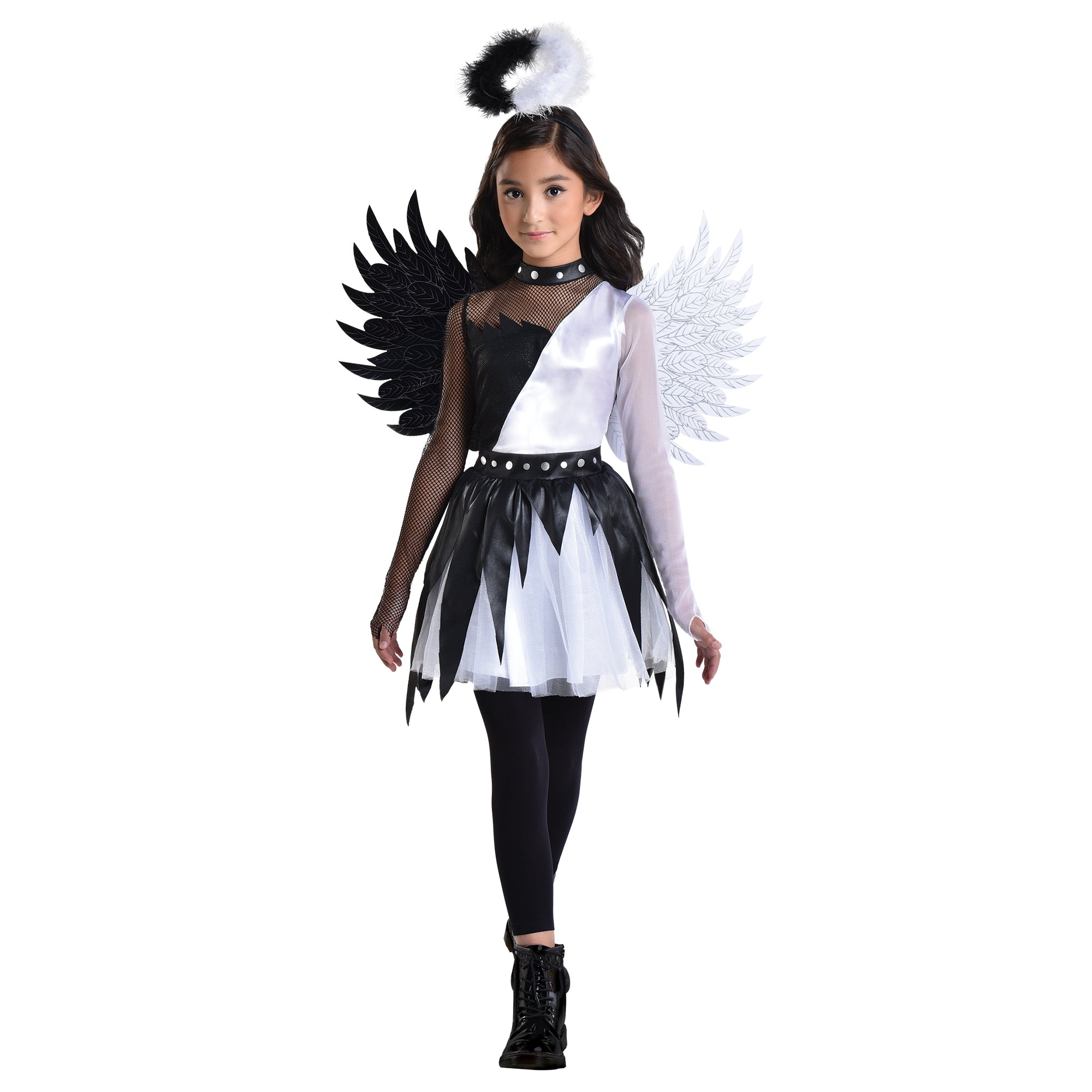 Twisted Angel Costume for Kids White and Black Dress Party Expert