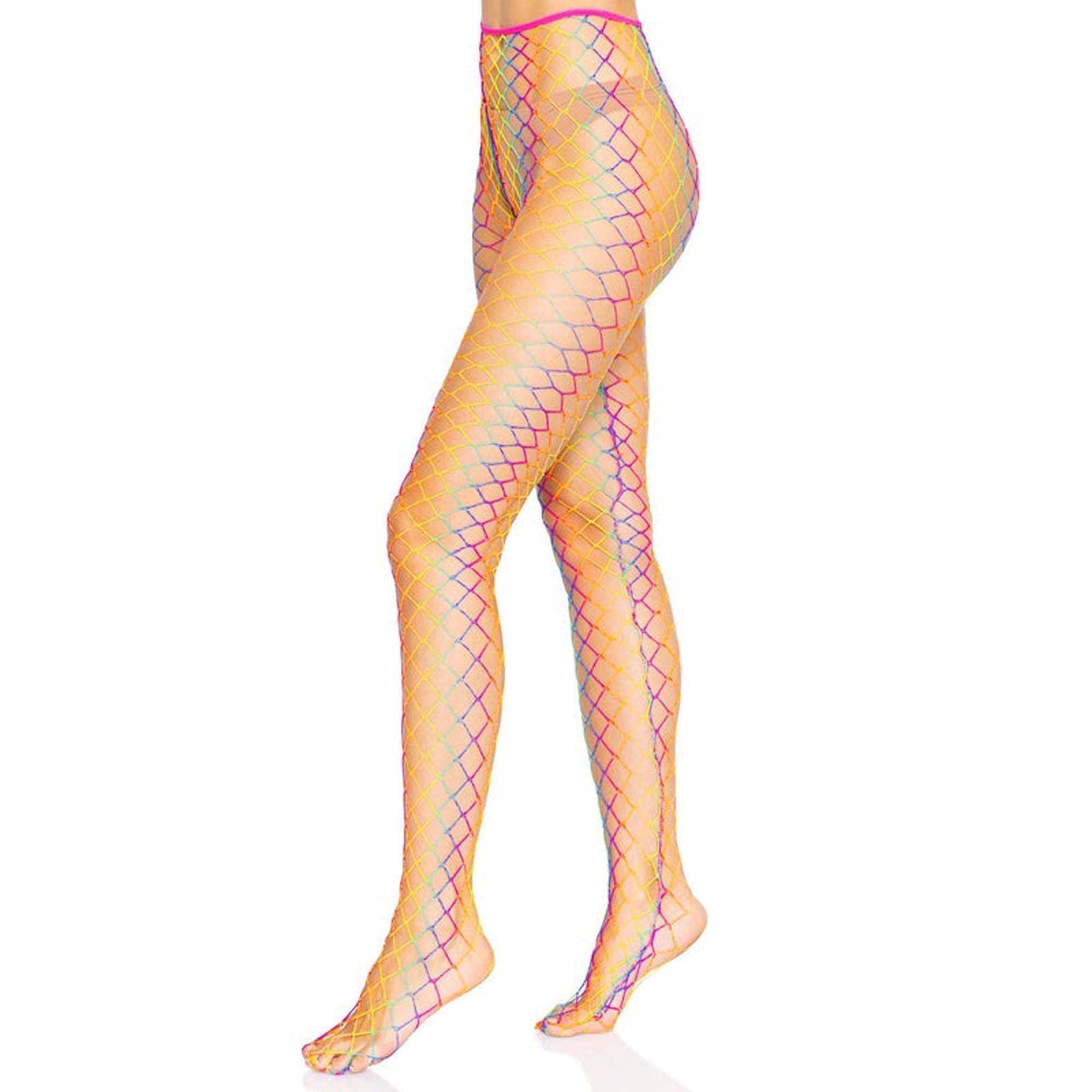 Black Cracked Fishnet Tights for Adults, 1 Count