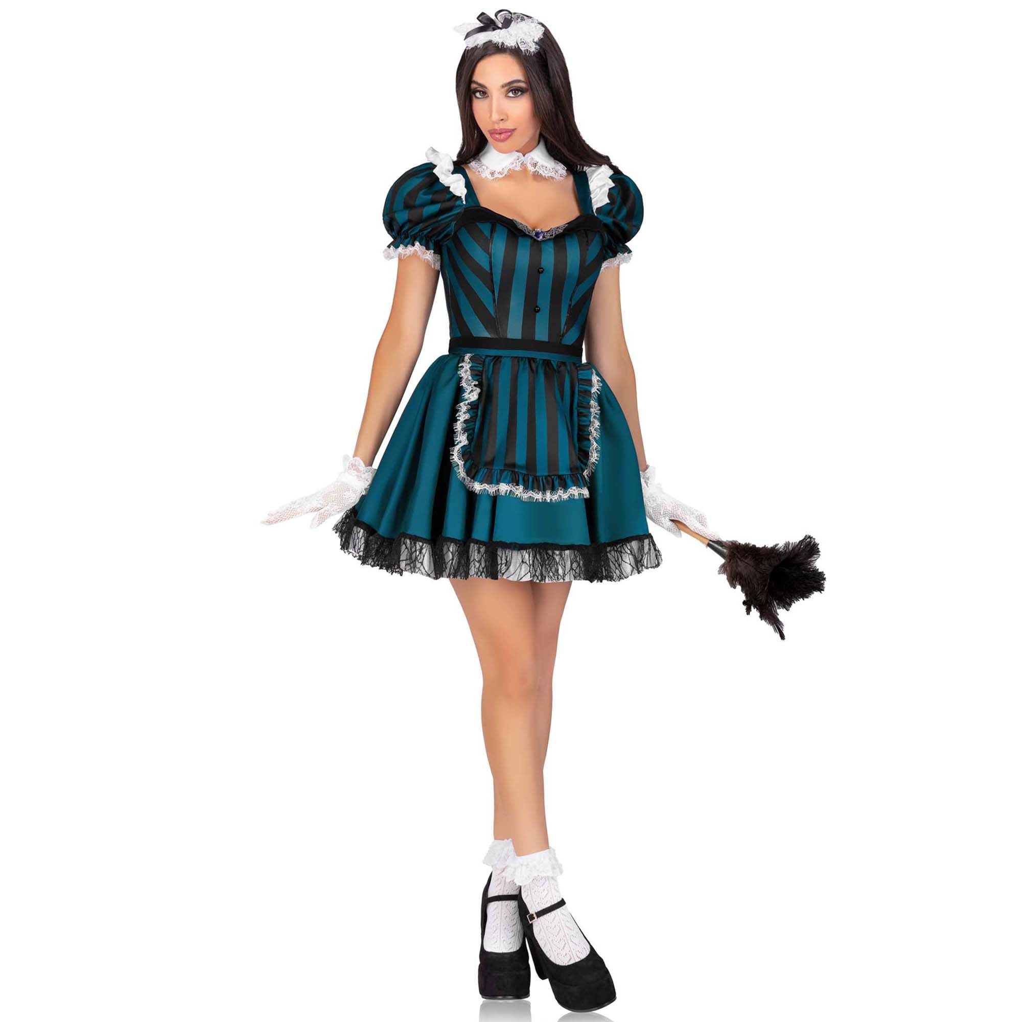 French Maid Costume Leg Avenue Halloween Womens Size M/L *READ* 