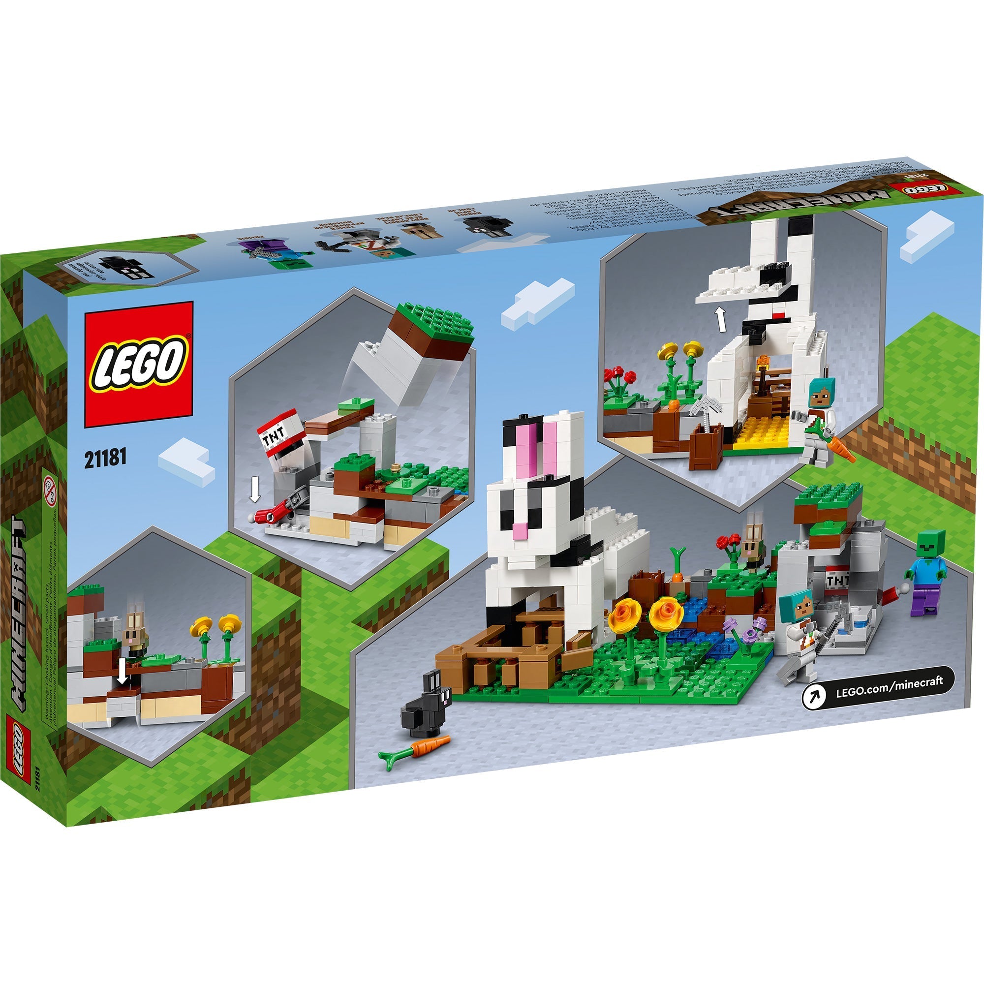 LEGO Minecraft The Rabbit Ranch House Farm Set, 21181 Animals Toy for Kids,  Boys and Girls Age 8 Plus with Tamer and Zombie Figures