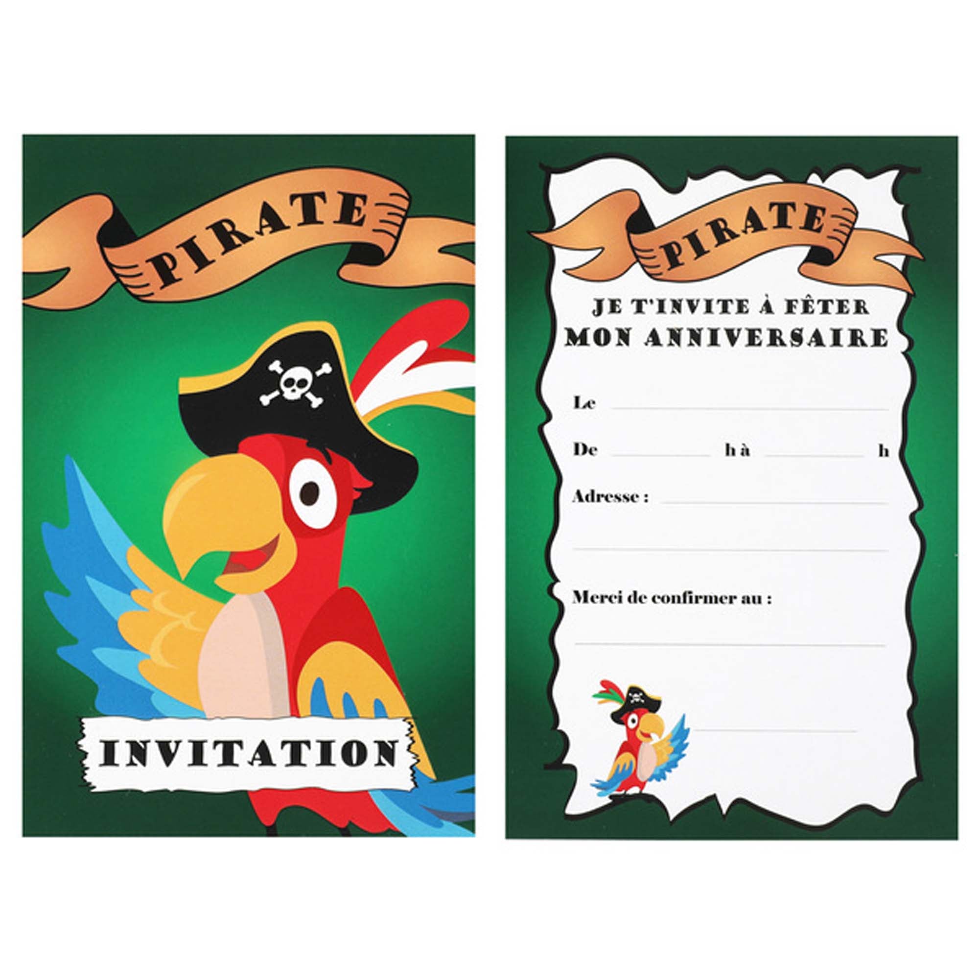 Ahoy Pirate Birthday Paper Invitation Cards, 6 Count
