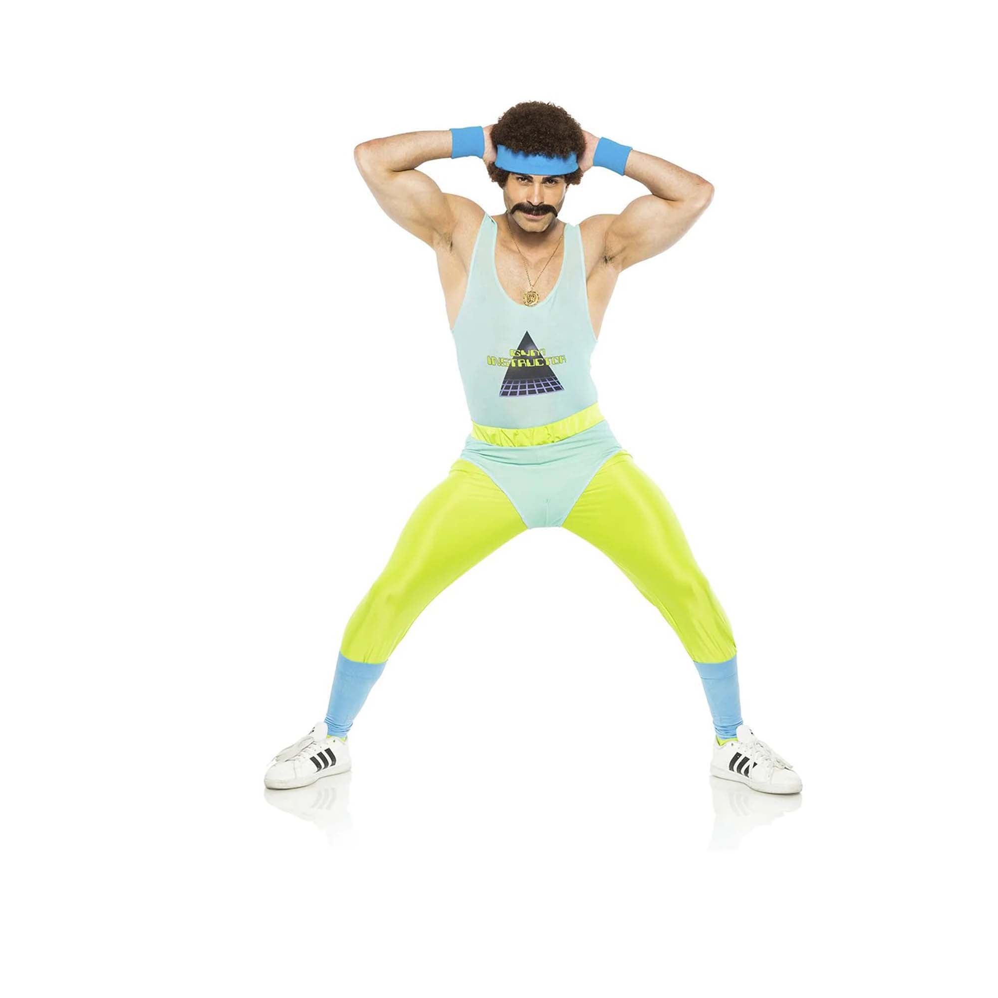 80 s Gym Instructor Costume for Adults Neon Leotard Party Expert