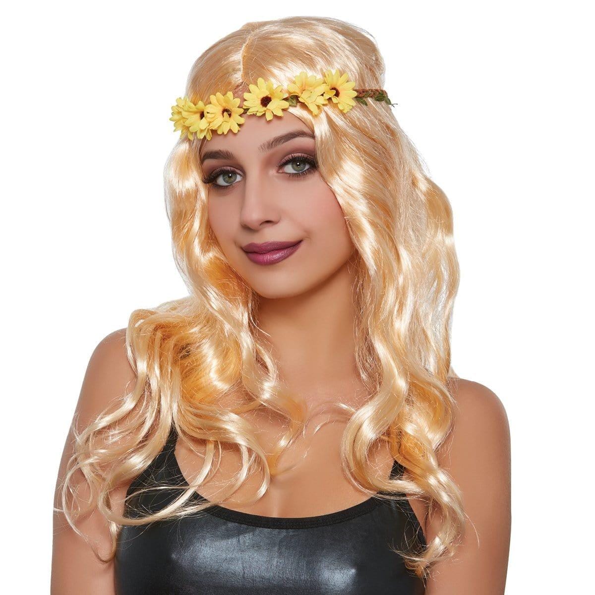 Blond Ombre Festival Wig with Flower Headband for Women