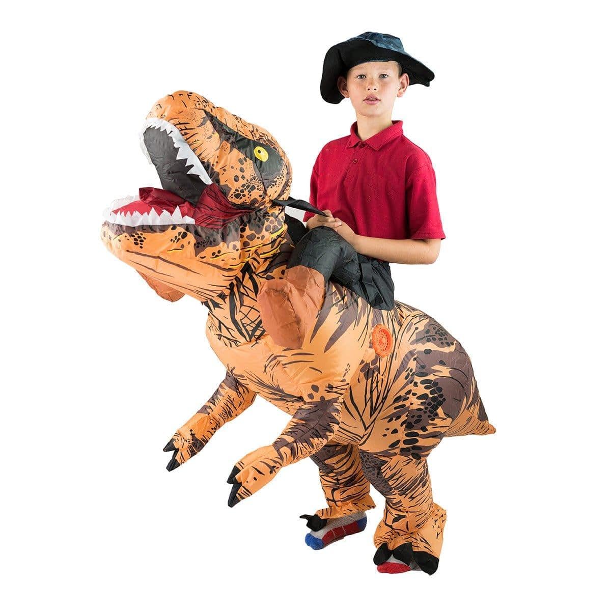 Kid riding clearance a dinosaur costume