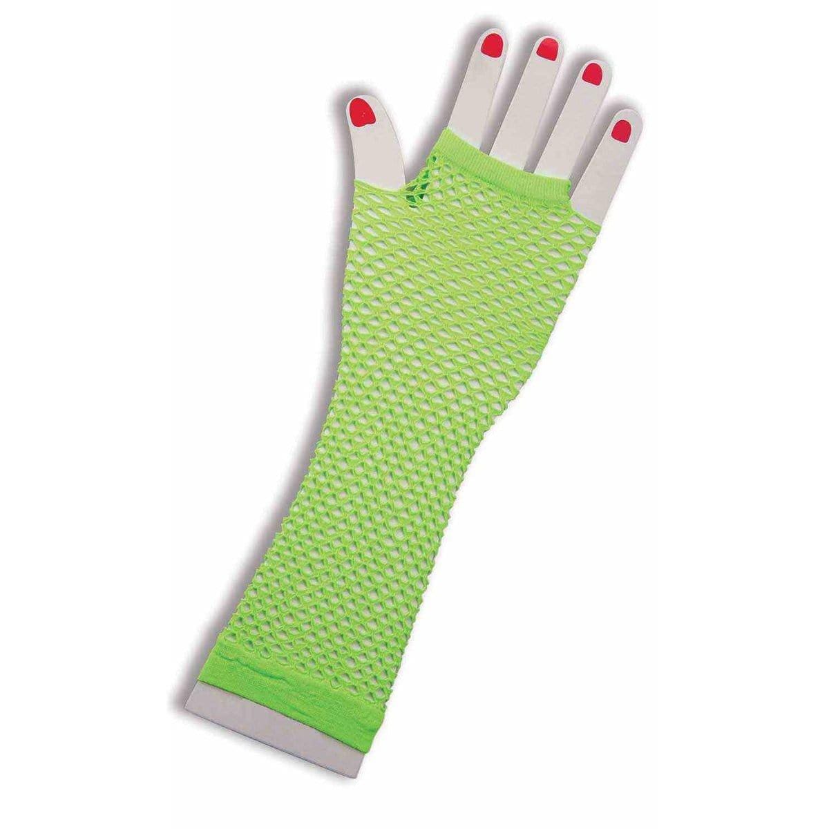 Green Fishnet Long Fingerless Gloves 63024