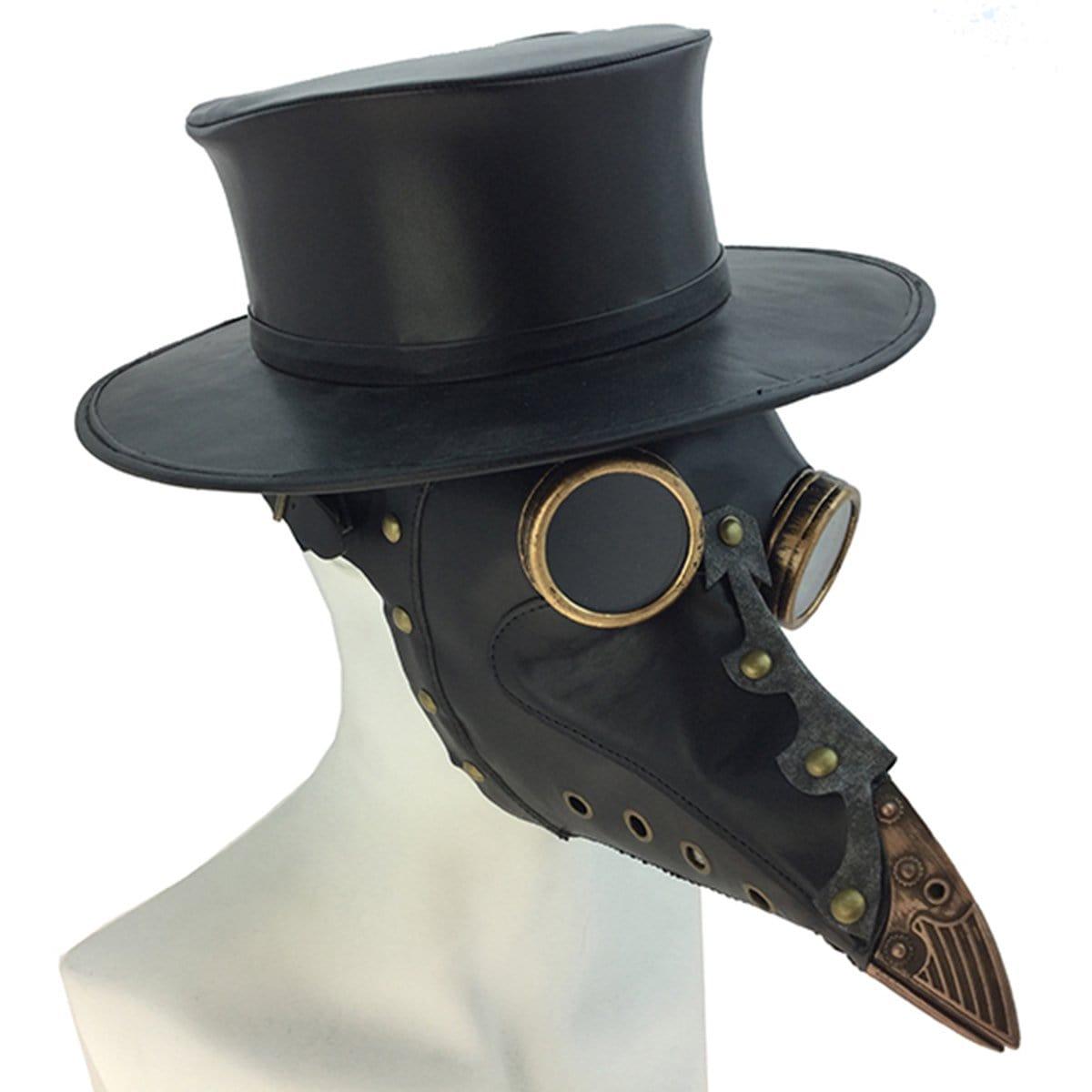Plague Doctor with Steampunk Mask & Top Hat Full Costume Set - Black Silver