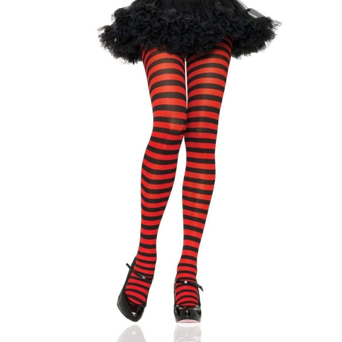 Black & Red Striped Tights for Women