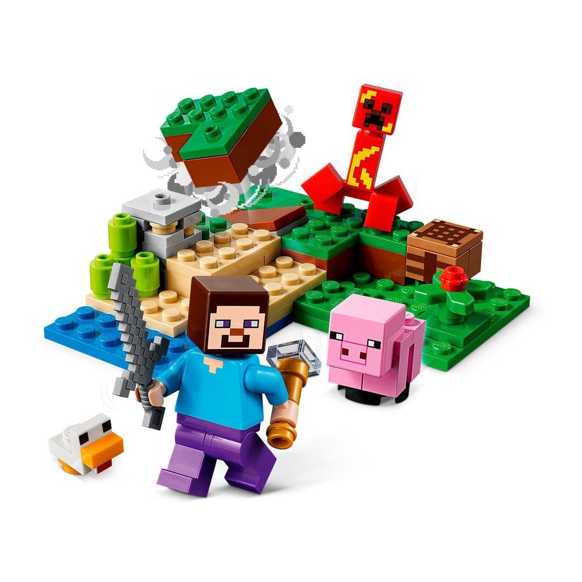 Figurine Minecraft Creeper Action, 8,25 cm, avec 1 pièce pour construire un  portail et 1 accessoire