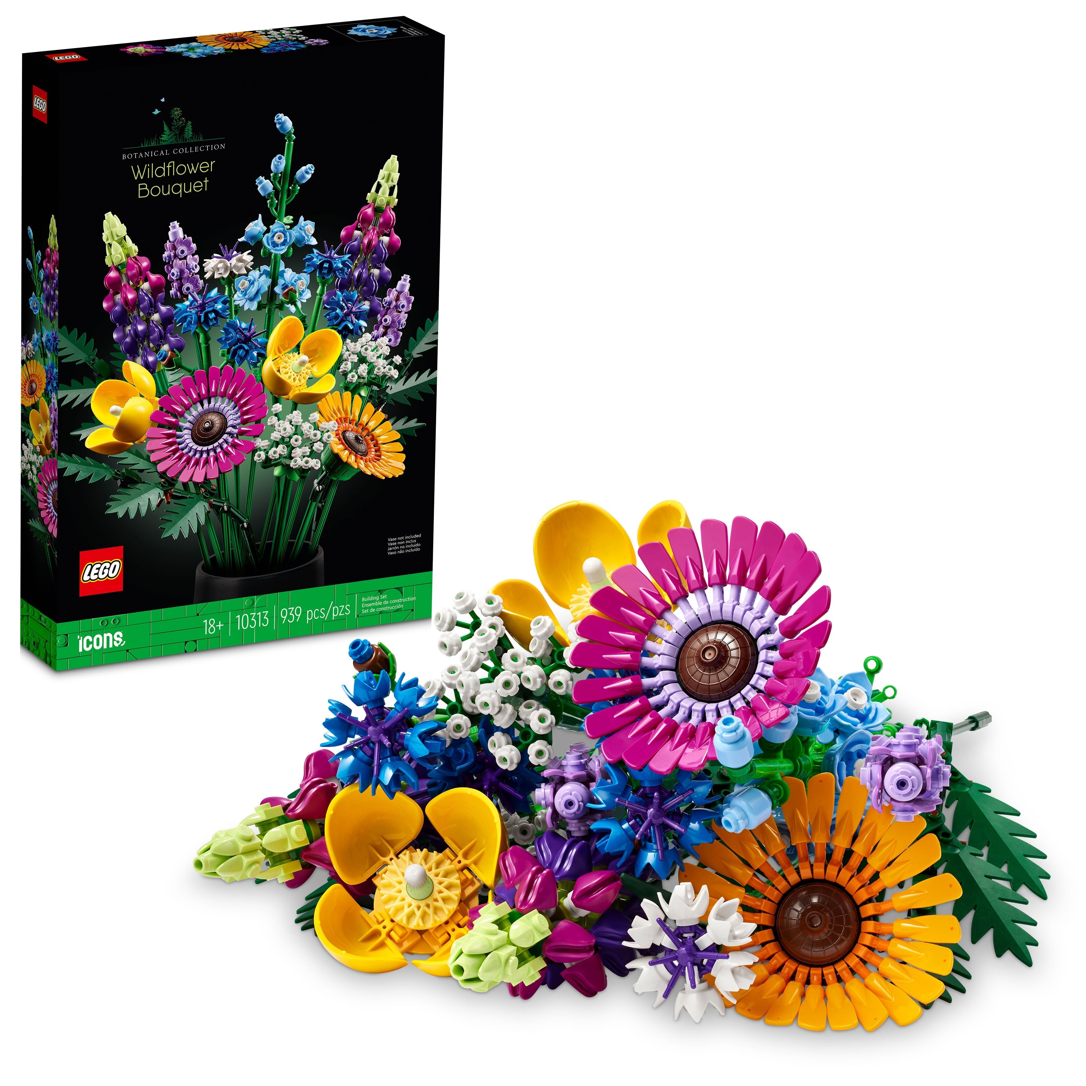 LEGO Icons Wildflower Bouquet, 10313, Ages 18+, 939 Pieces