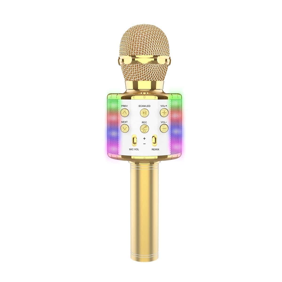 Microphone Karaoké Sans Fil , Bluetooth avec Lumière LED Disco