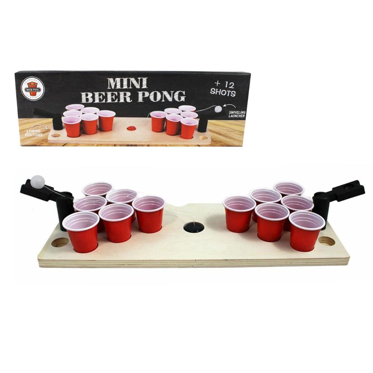 Relaxdays Set jeu beer pong, tapis de jeu, 12 verres à shots, supports, 2  balles, jeu d'alcool pour adultes, multicolore