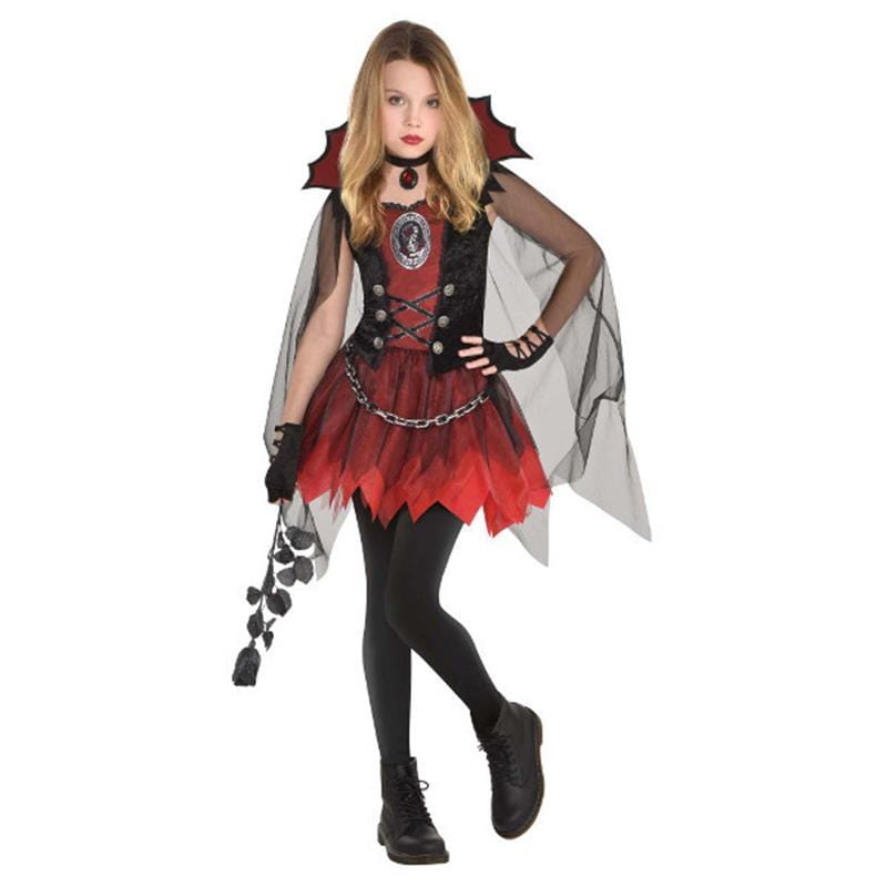 Girls Spider Costume Childs Halloween Fancy Dress Kids Bat Vampire Outfit