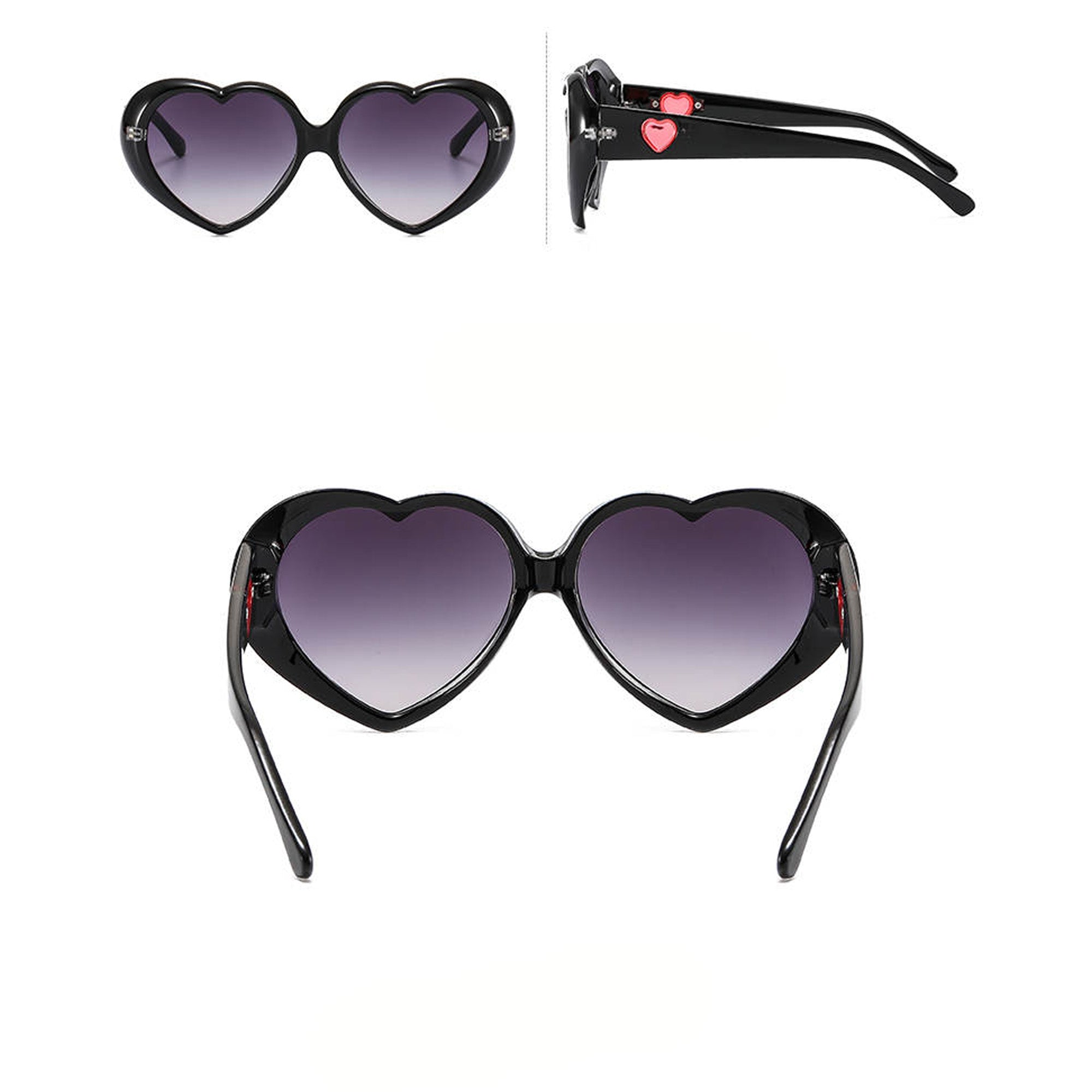 Lunette de soleil en forme de coeur noir pour adultes Party Expert