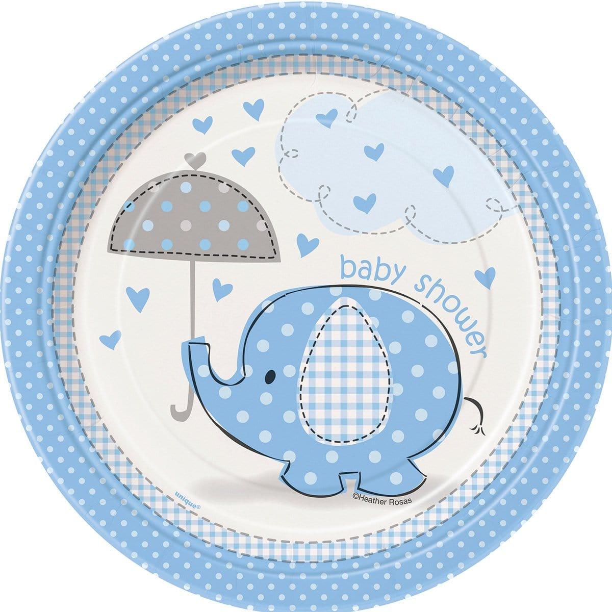 Umbrellaphants Blue Paper Plates 7 Inches Party Expert