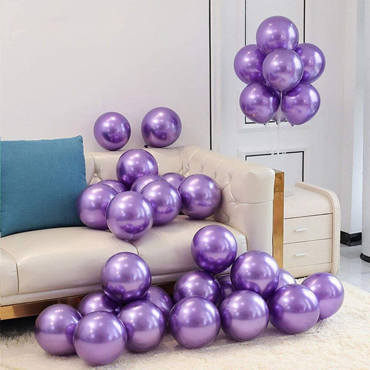 Ballon de baudruche latex : 5 ballons violet métallisé - décoration  anniversaire fête