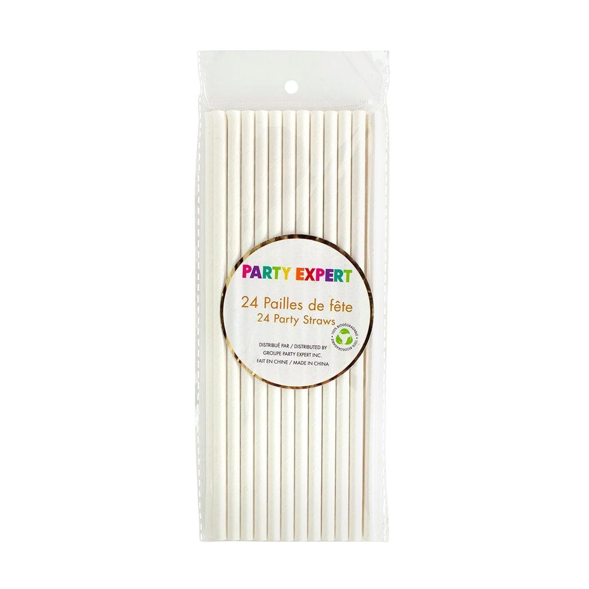 White Paper Straws, 24 Count | Party Expert