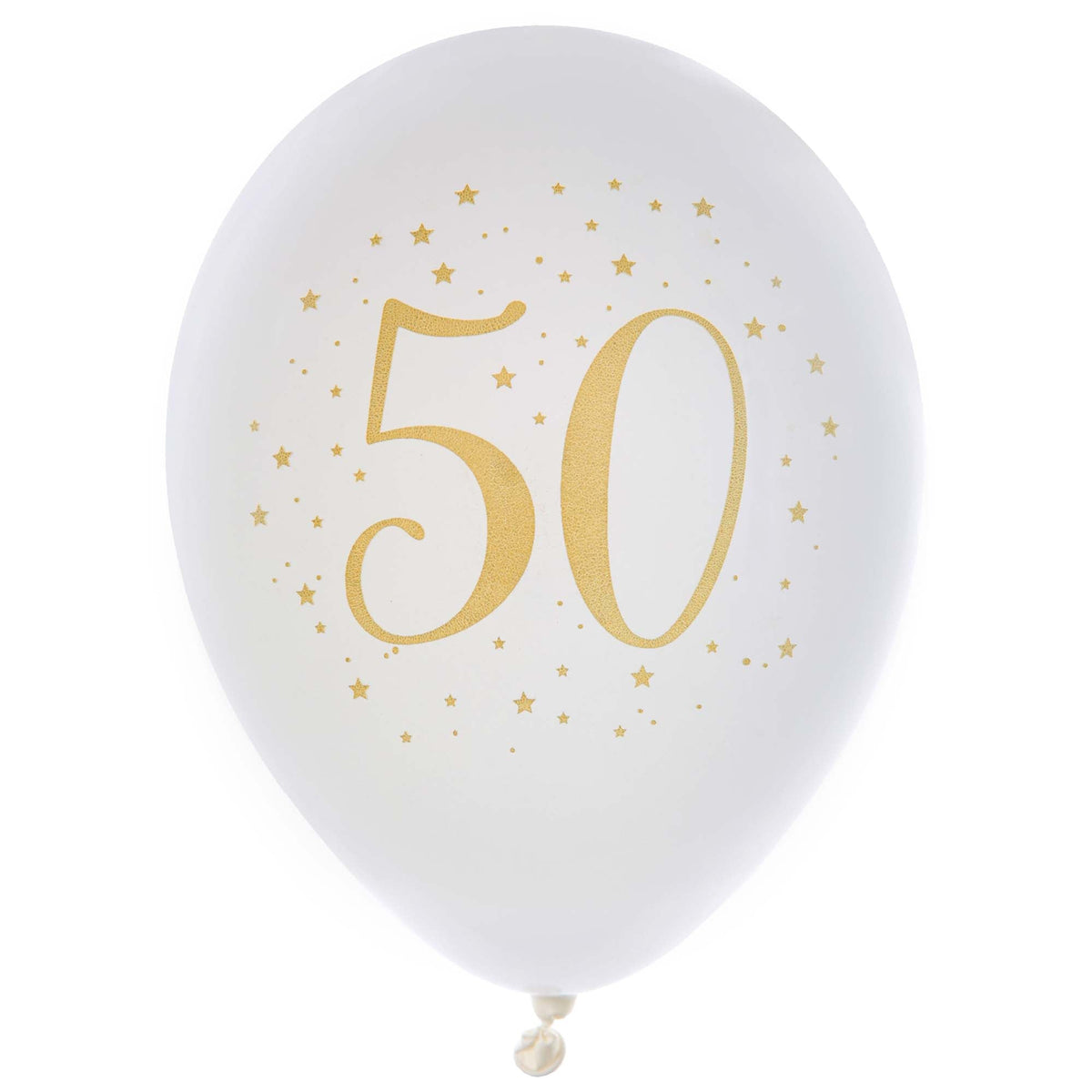 SANTEX Age Specific Birthday White and Gold 50th Birthday Latex Balloons, 12 Inches, 6 Count 3660380050971