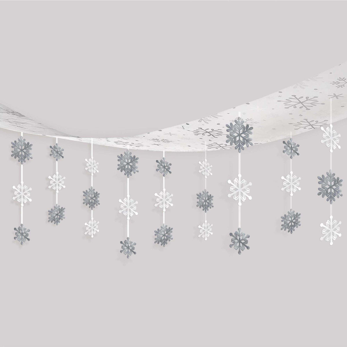 AMSCAN CA Christmas Hanging White and Silver Snowflake Ceiling Decoration, 12 X 10 Inches, 1 Count