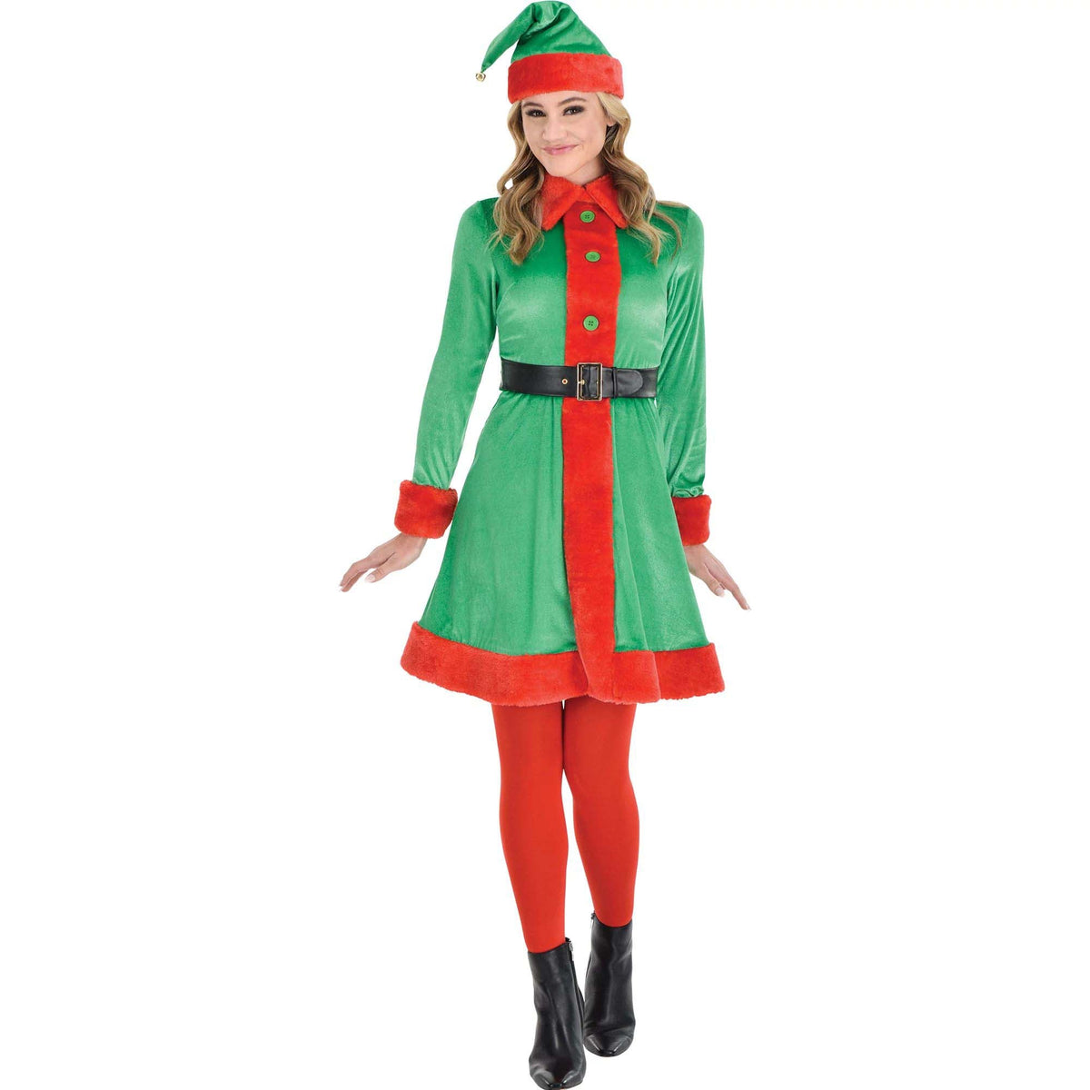 AMSCAN CA Christmas North Pole Gal Elf Costume for Adults, Green and Red Dress