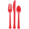 AMSCAN CA Disposable-Plasticware Apple Red Plastic Assorted Cutlery, 24 Count 192937435939