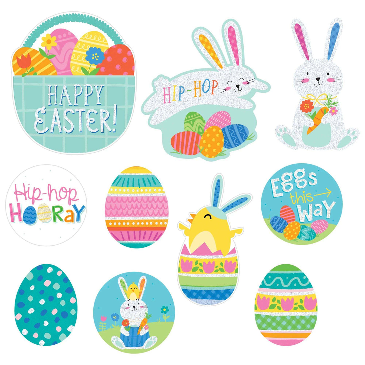 AMSCAN CA Easter Easter Mini Glitter Cutouts - 10 Per Package 192937304556