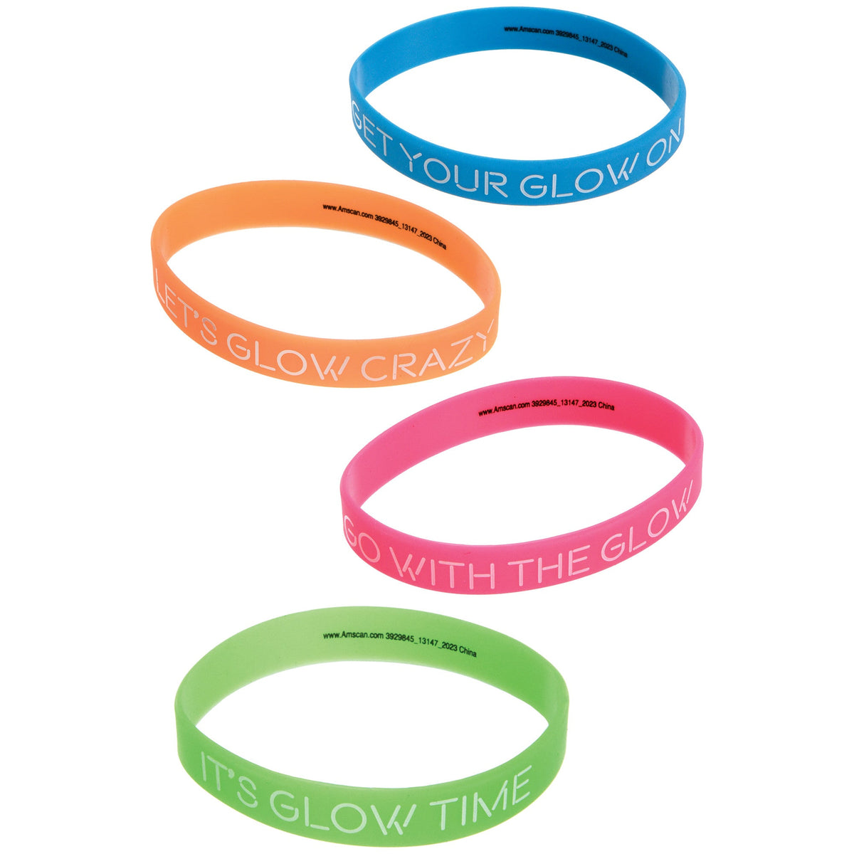 AMSCAN CA Everyday Entertaining Let's Glow Crazy Rubber Bracelet Favors, 4 Count 192937429426