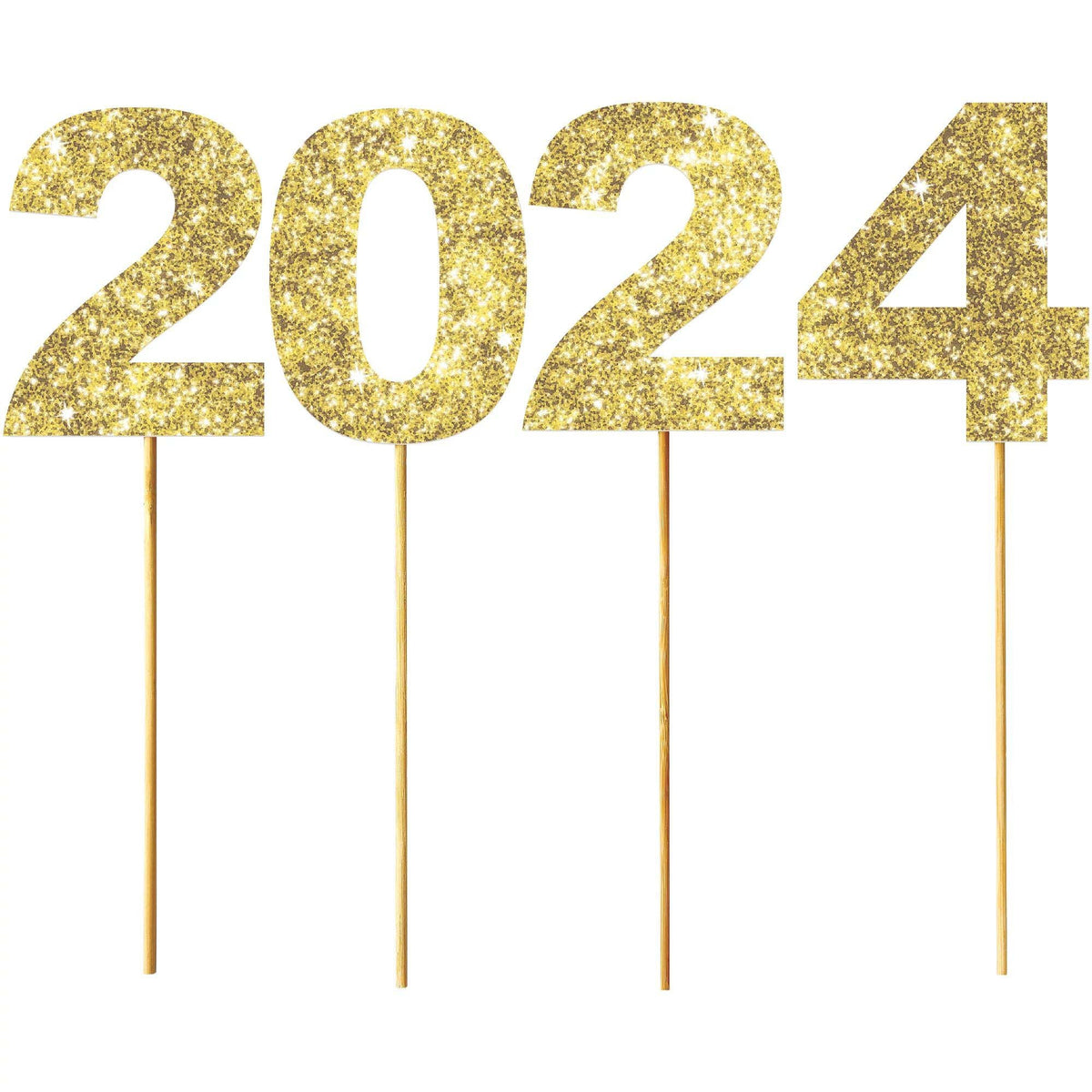 AMSCAN CA Graduation 2024 Graduation Cake Topper, Gold, 4 Count