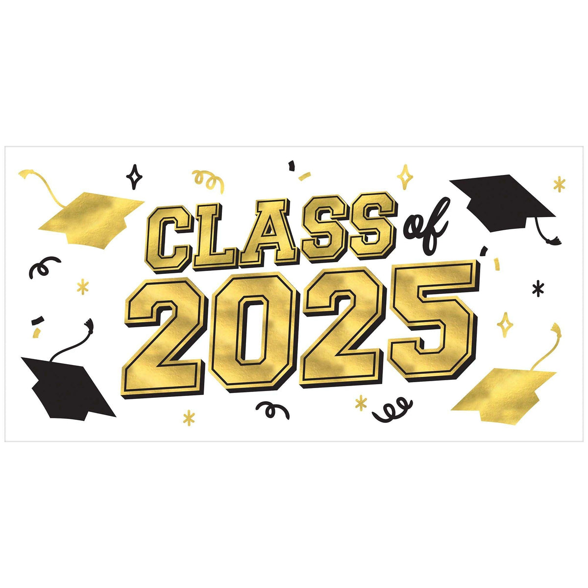 AMSCAN CA Graduation Class of 2025 Graduation Banner, 33 X 65 Inches, 1 Count 192937492963