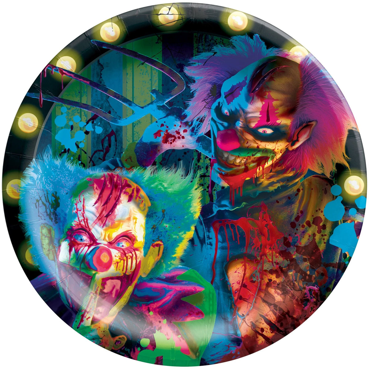 AMSCAN CA Halloween Creepy Carnival Large Round Lunch Paper Plates, 10 Inches, 20 Count 192937399286