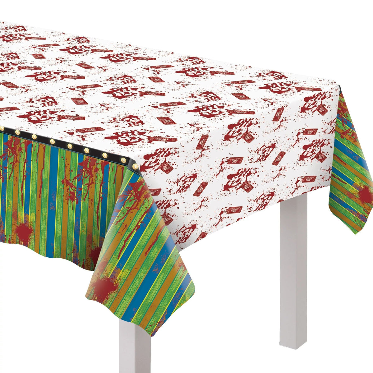 AMSCAN CA Halloween Creepy Carnival Rectangular Plastic Table Cover, 54 x 102 Inches, 1 Count