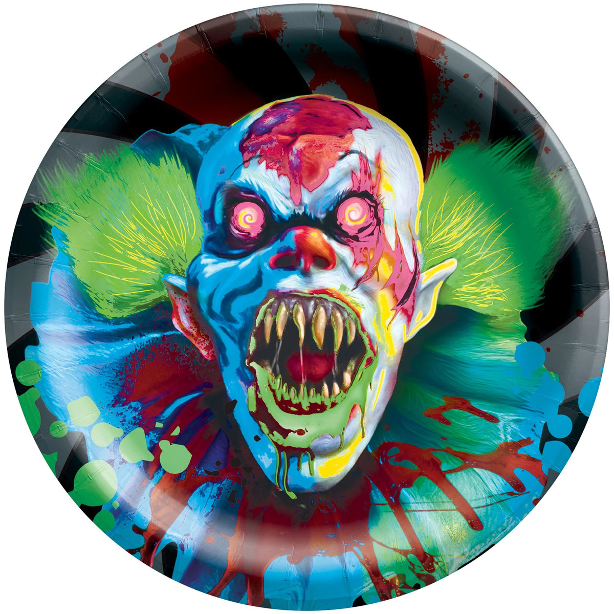 AMSCAN CA Halloween Creepy Carnival Small Round Dessert Paper Plates, 6 Inches, 20 Count