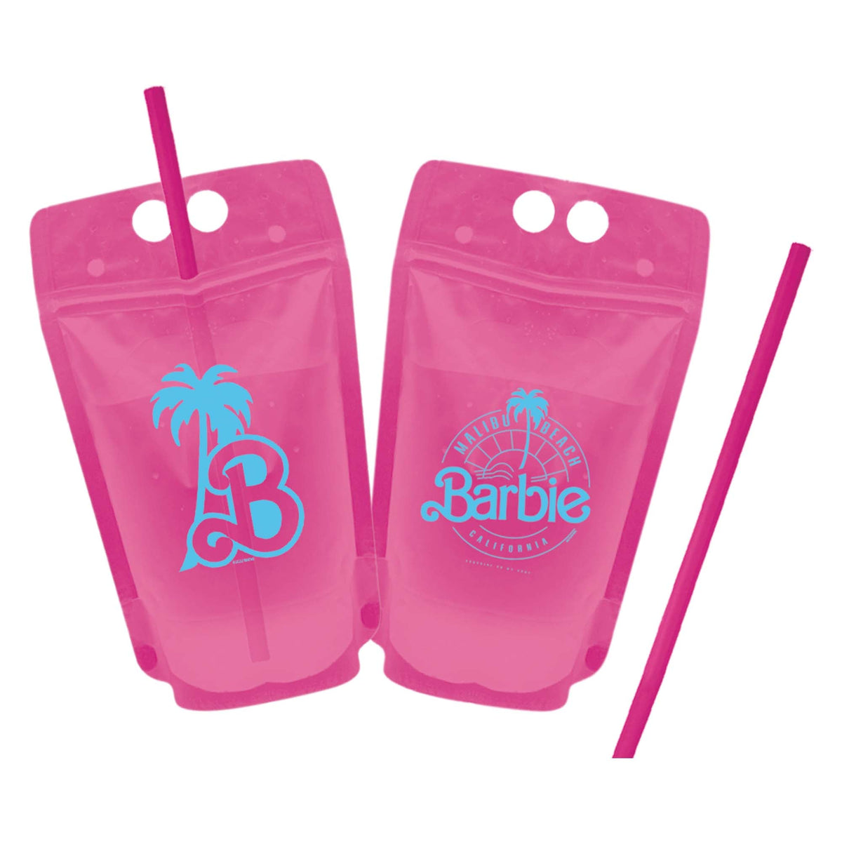 AMSCAN CA Kids Birthday Barbie Malibu Beach Birthday Drink Pouch, 8 Count