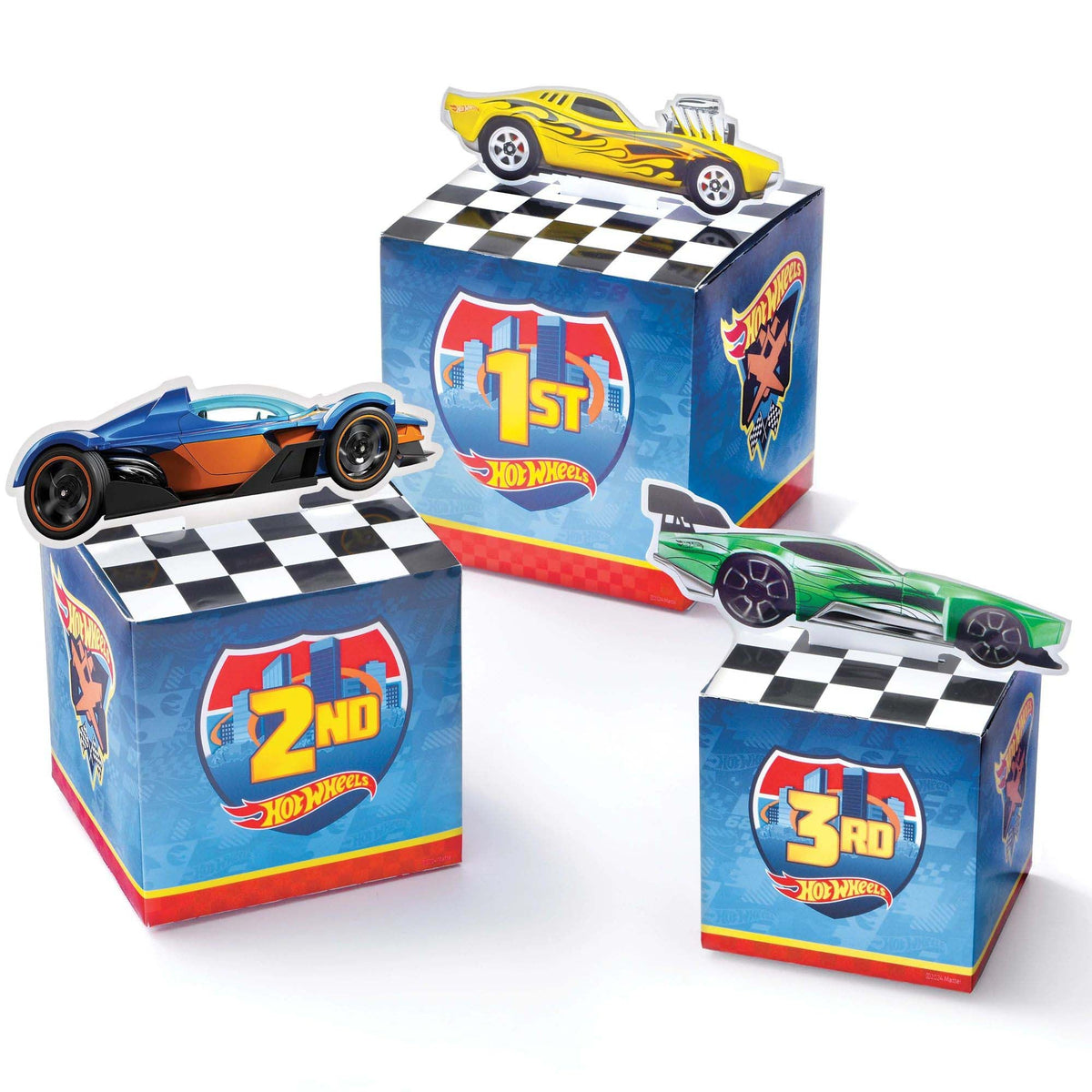 AMSCAN CA Kids Birthday Hot Wheels Birthday Paper Table Centerpiece Decoration Kit, 4 Count