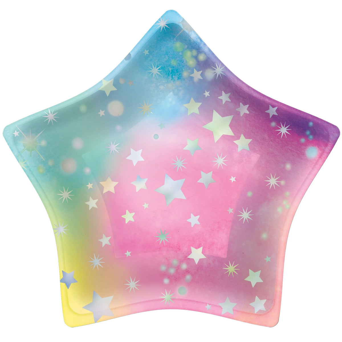 AMSCAN CA Kids Birthday Luminous Birthday Small Star-Shaped Dessert Paper Plates, 7 Inches, 8 Count 192937234914