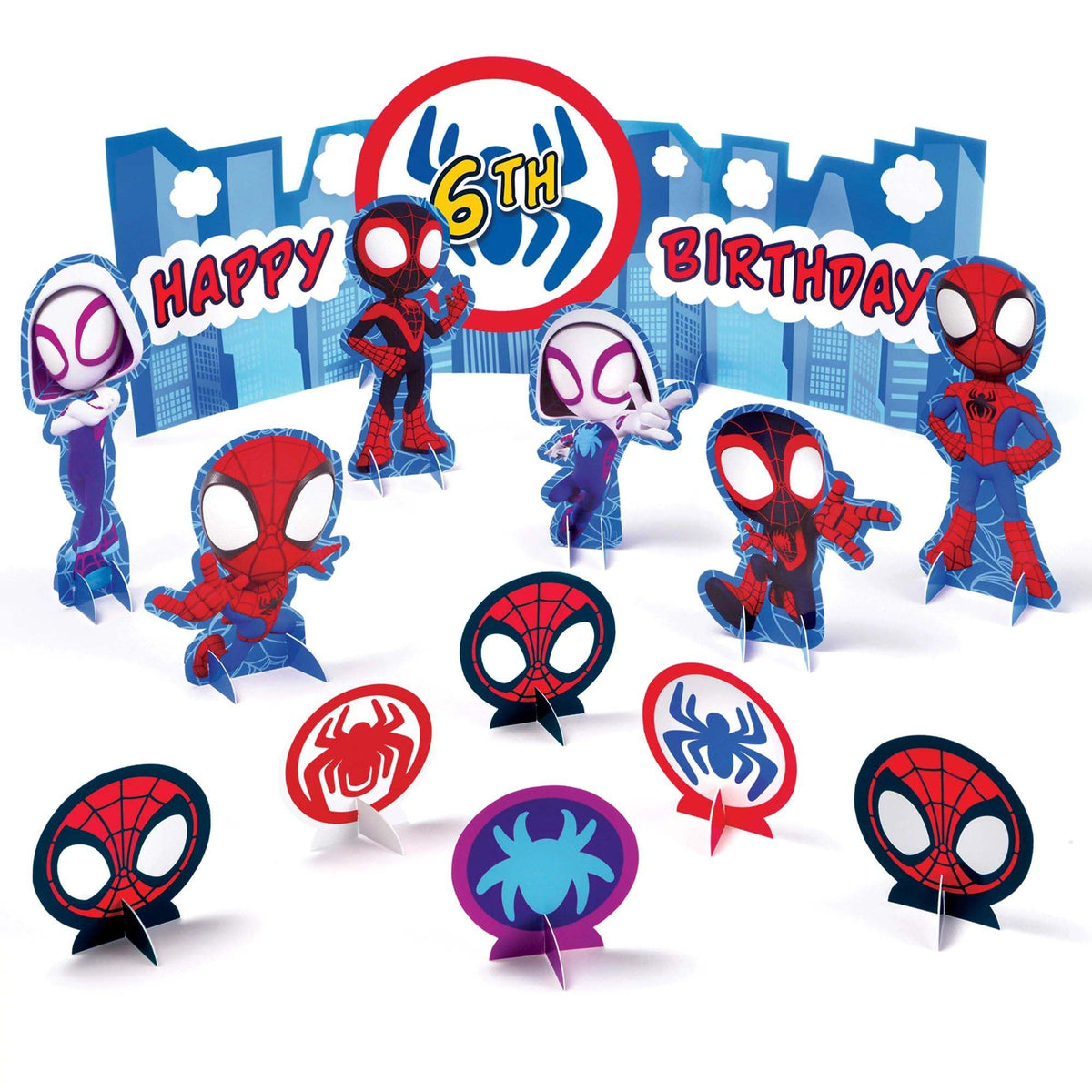 AMSCAN CA Kids Birthday Marvel Spidey and His Amazing Friends Birthday Paper Table Centerpiece Decoration Kit, 1 Count 192937343036