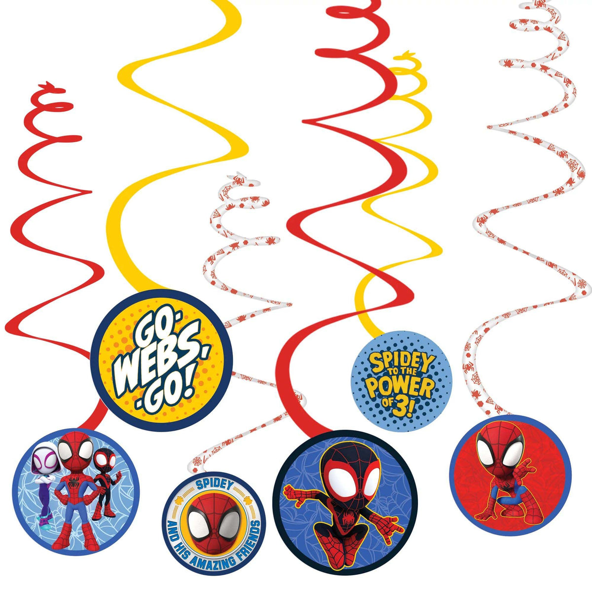 AMSCAN CA Kids Birthday Marvel Spidey and His Amazing Friends Birthday Spiral Decoration Kit with Cutouts, 12 Count 192937343029