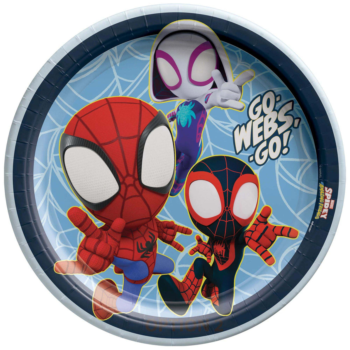 AMSCAN CA Kids Birthday Marvel Spidey and His Amazing Friends Large Round Lunch Paper Plates, 9 Inches, 8 Count 192937342985