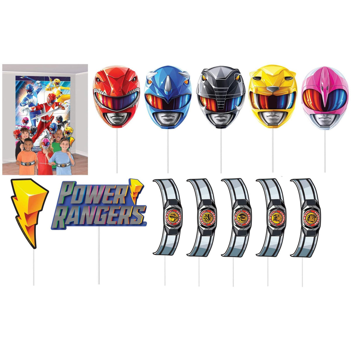 AMSCAN CA Kids Birthday Power Rangers Scene Setters with Props 192937235720