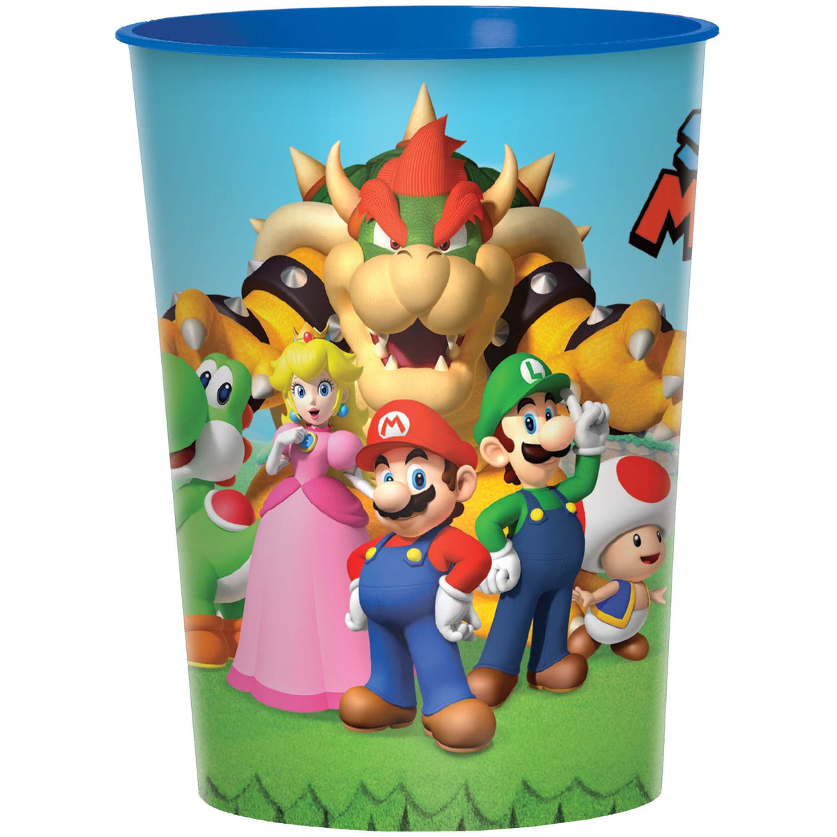 AMSCAN CA Kids Birthday Super Mario Bros Birthday Party Blue Favour Cup, 16 Oz, 1 Count