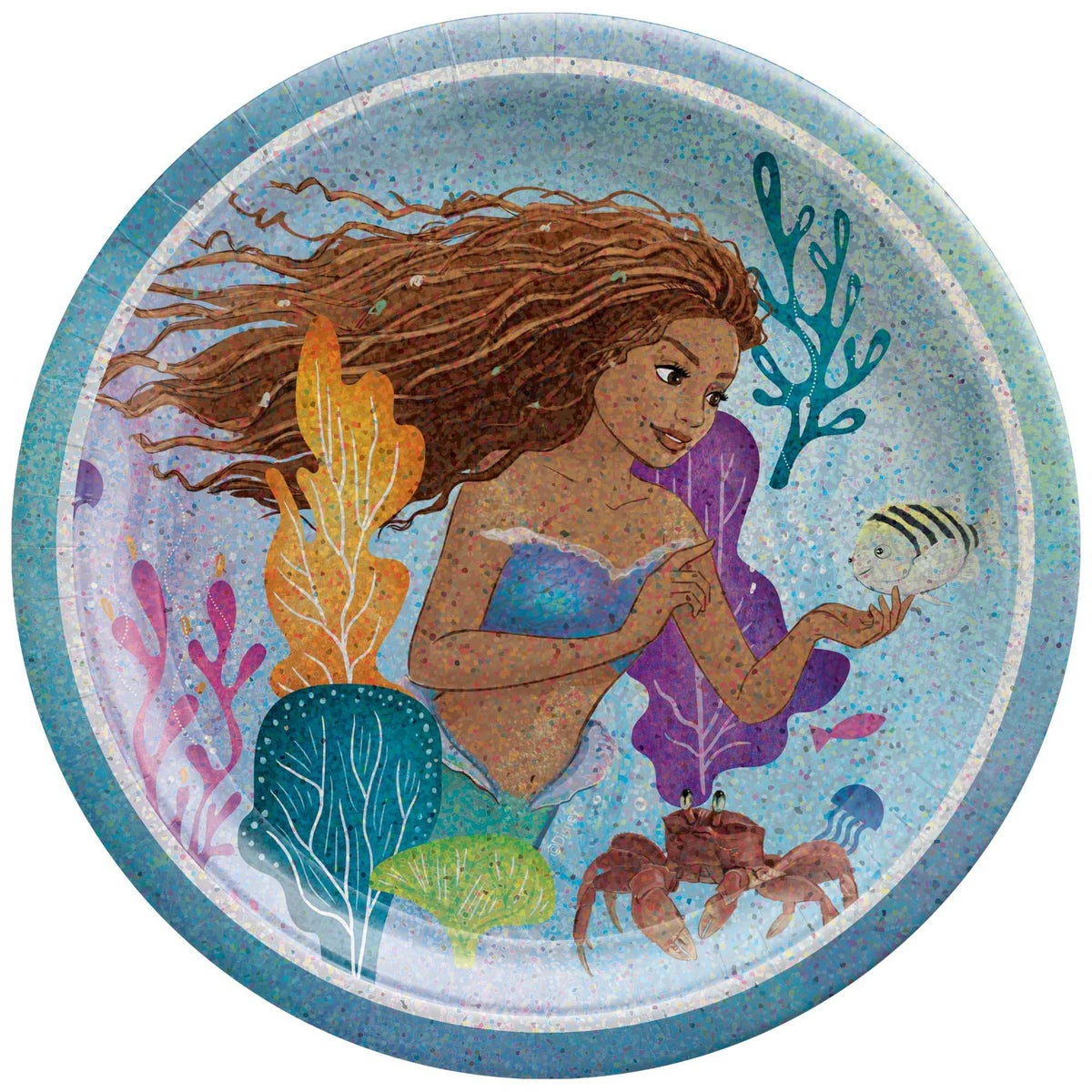 AMSCAN CA Kids Birthday The Little Mermaid Birthday Small Round Dessert Paper Plates, 7 Inches, 8 Count 192937382257