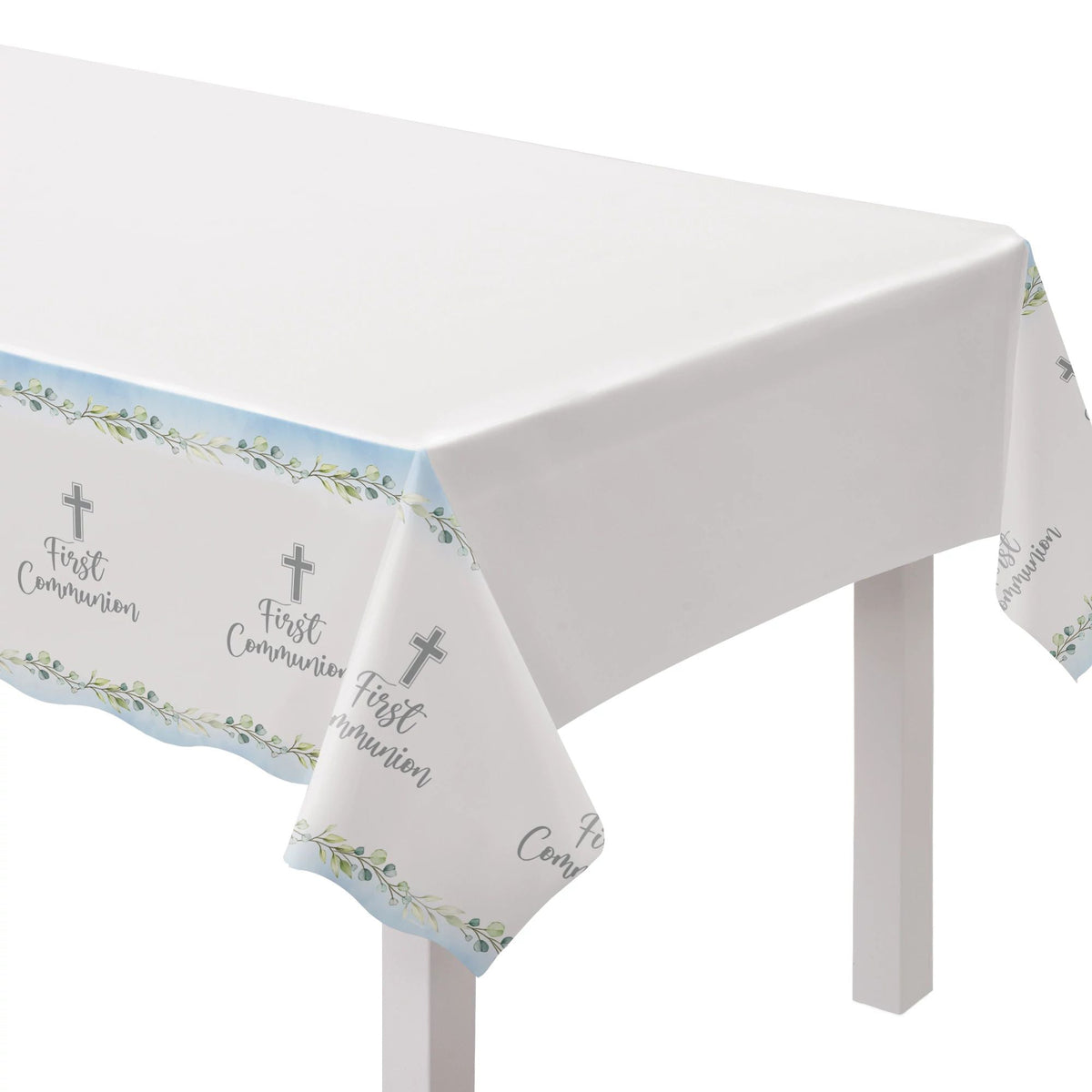 AMSCAN CA Religious Blue Communion Rectangular Plastic Table Cover, 1 Count