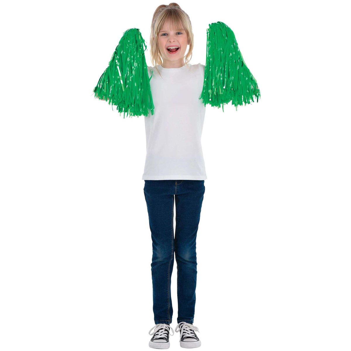 AMSCAN CA Sports Theme Green Cheerleading Pom Poms, 2 Count 192937462874