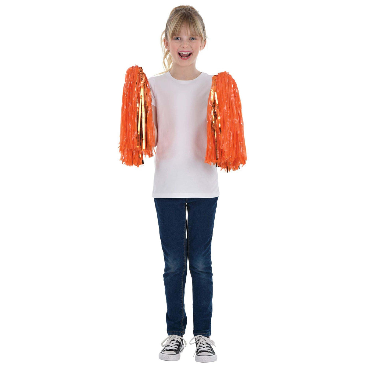 AMSCAN CA Sports Theme Orange Cheerleading Pom Poms, 2 Count 192937462881