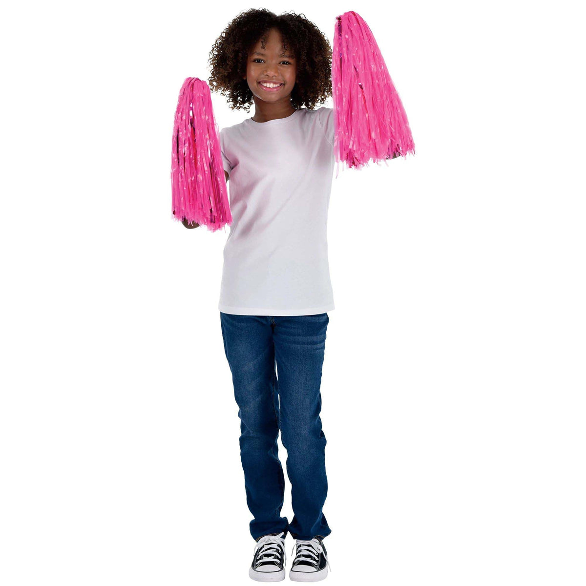 AMSCAN CA Sports Theme Pink Cheerleading Pom Poms, 2 Count