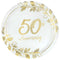 AMSCAN CA Wedding Anniversary Happy 50th Anniversary Gold Large Round Lunch Paper Plates, 10 Inches, 8 Count